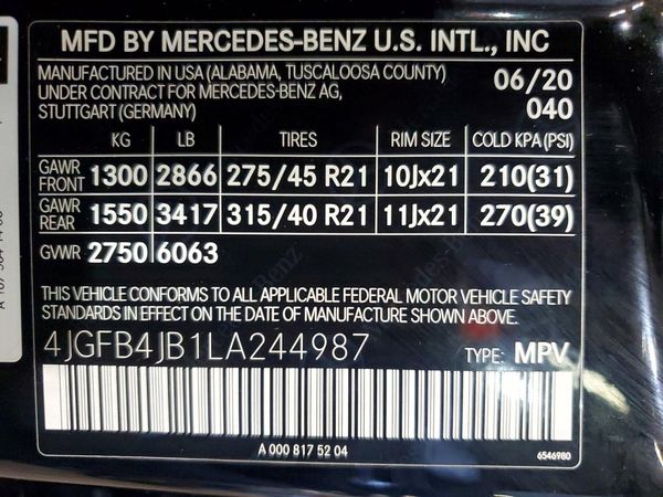 2020 MERCEDES-BENZ GLE GLE350 — VINS