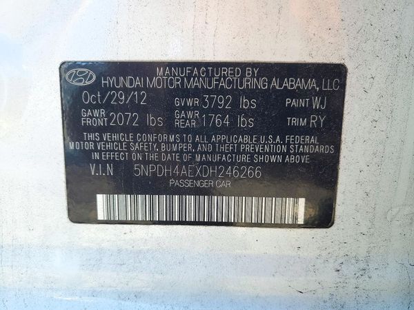 2013 HYUNDAI ELANTRA — VINS