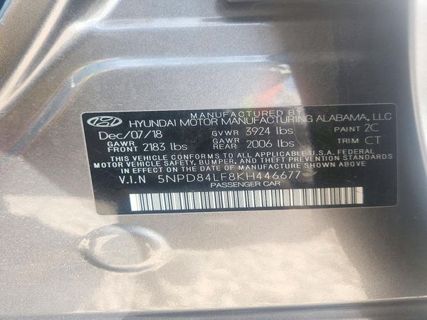 2019 HYUNDAI ELANTRA — VINS