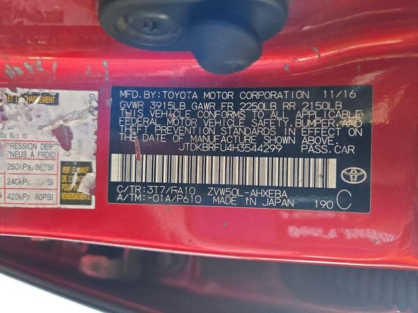 2017 TOYOTA PRIUS One/Two — VINS