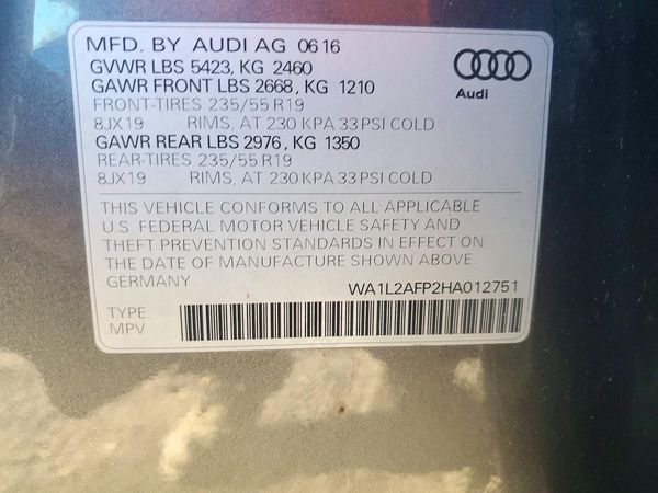 2017 AUDI Q5 quattro Premium Plus — VINS