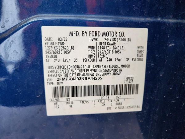 2022 FORD EDGE SEL — VINS
