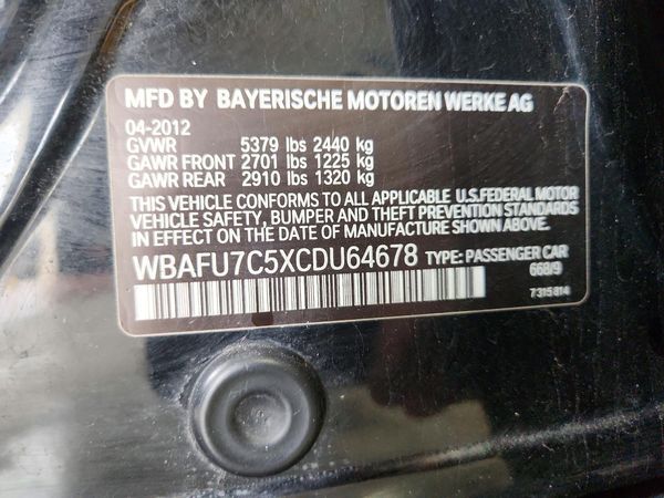 2012 BMW 535 xDrive — VINS