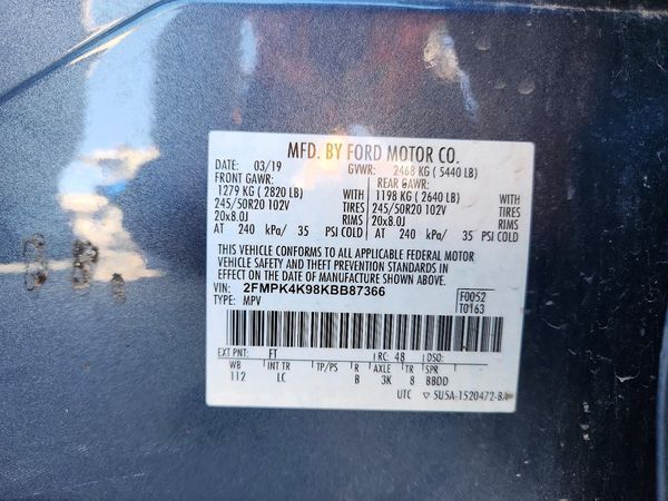 2019 FORD EDGE Titanium — VINS