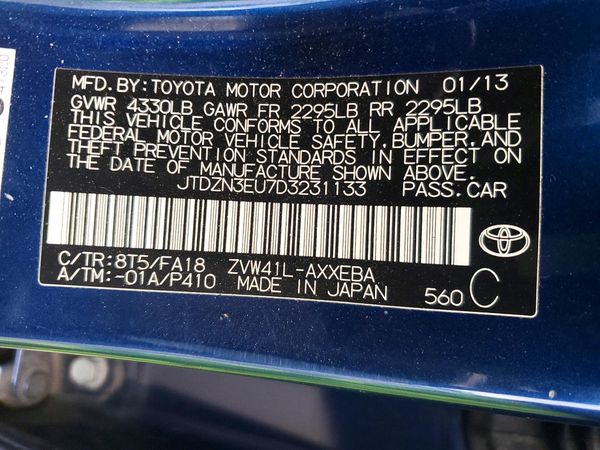 2013 TOYOTA PRIUS V TW — VINS