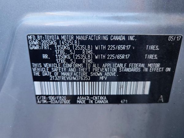 2017 TOYOTA RAV4 LE — VINS
