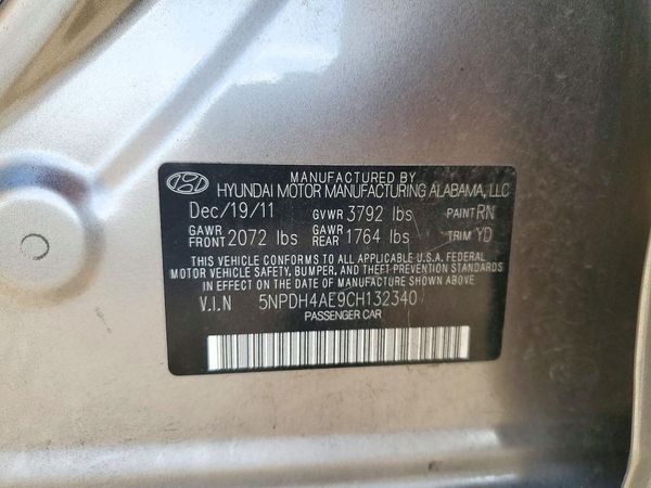 2012 HYUNDAI ELANTRA GLS(Middle grade) — VINS
