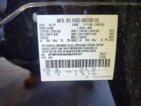 2022 FORD EDGE Titanium — VINS