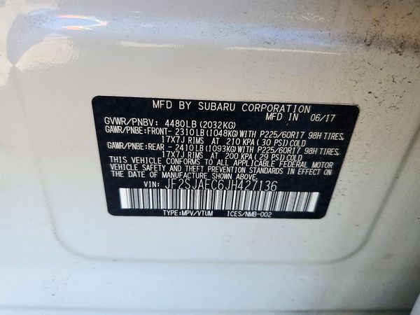 2018 SUBARU FORESTER Premium+CWP — VINS