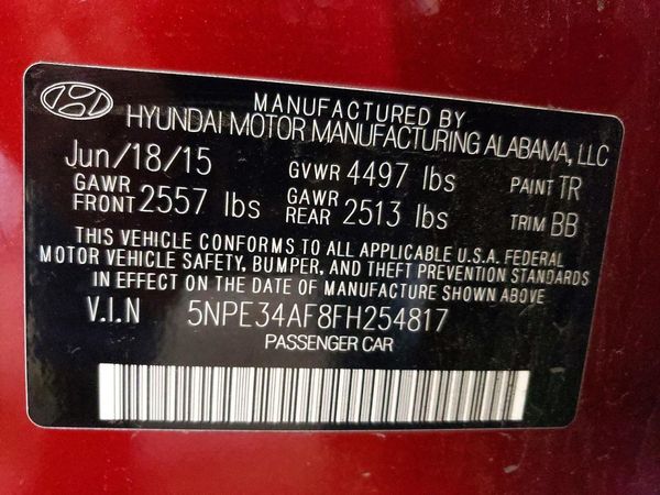 2015 HYUNDAI SONATA — VINS