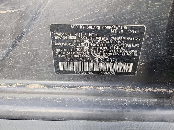 2020 SUBARU CROSSTREK Limited+ES+BSD+NAVI — VINS