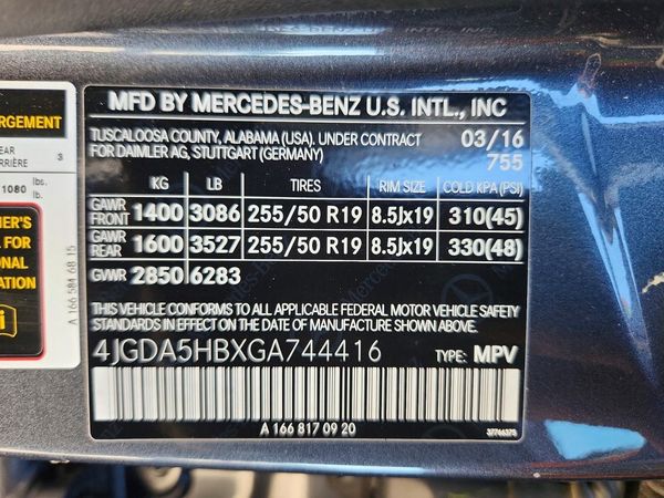 2016 MERCEDES-BENZ GLE GLE350 — VINS