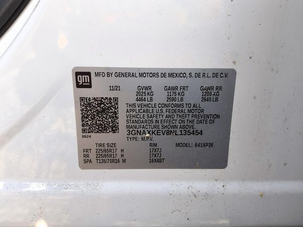 2022 CHEVROLET EQUINOX LT (1LT) — VINS