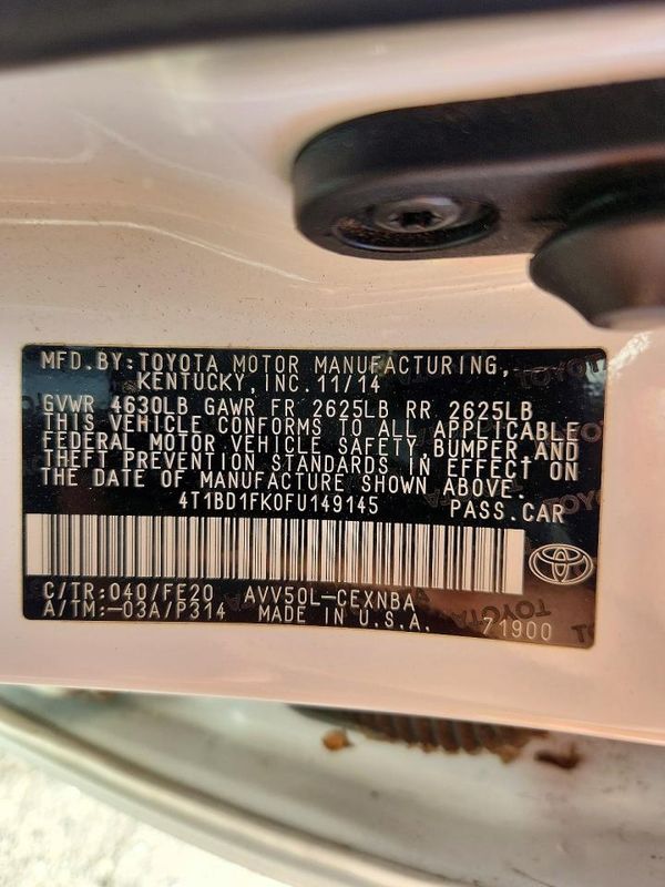 2015 TOYOTA CAMRY Hybrid — VINS