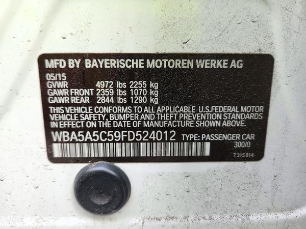 2015 BMW 528 — VINS