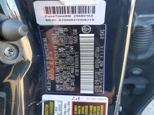 2017 TOYOTA CAMRY LE/SE/XLE/XSE — VINS