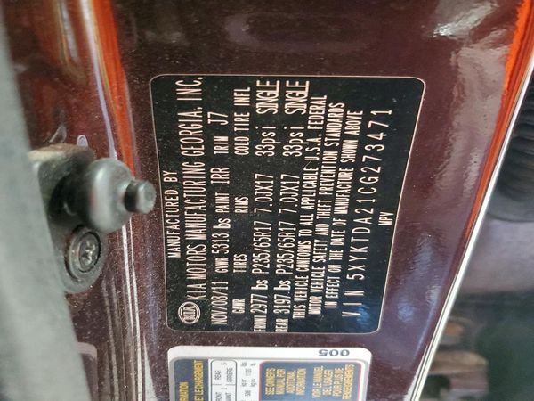 2012 KIA SORENTO GL(Middle-low grade) — VINS