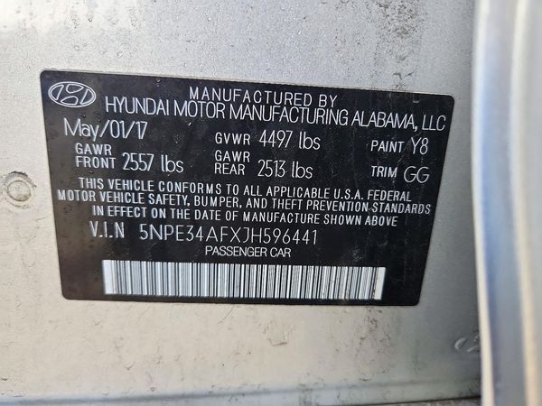 2018 HYUNDAI SONATA — VINS