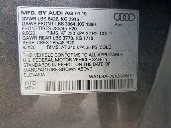 2019 AUDI Q7 — VINS