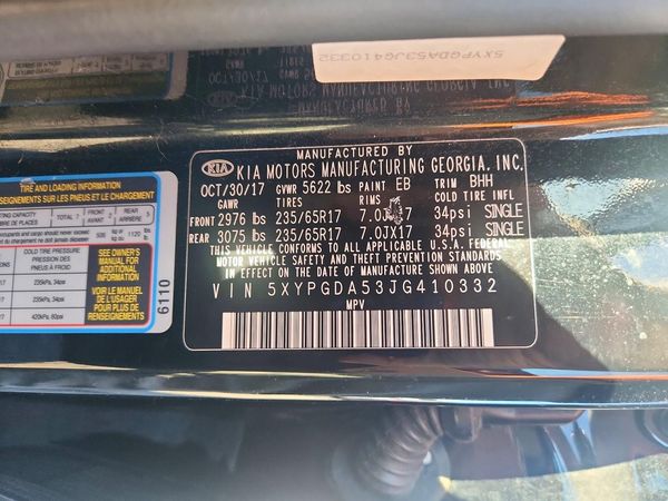 2018 KIA SORENTO L, LX — VINS