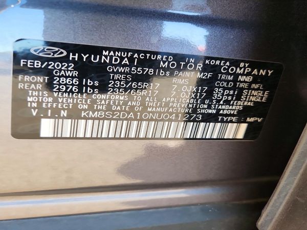 2022 HYUNDAI SANTA FE Blue — VINS