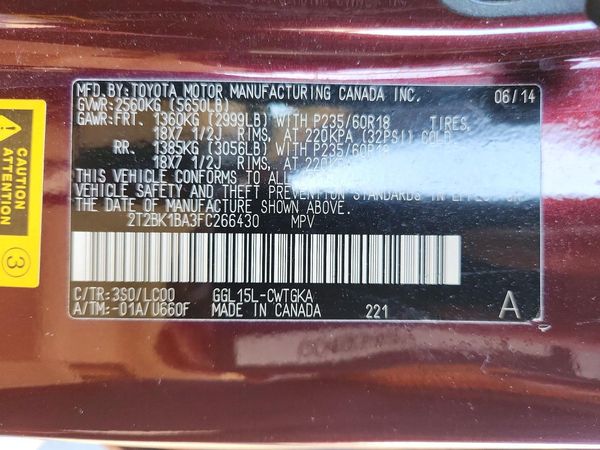 2015 LEXUS RX 350 — VINS