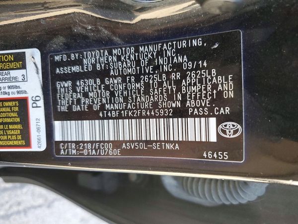 2015 TOYOTA CAMRY — VINS