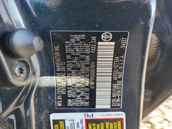 2012 TOYOTA CAMRY — VINS