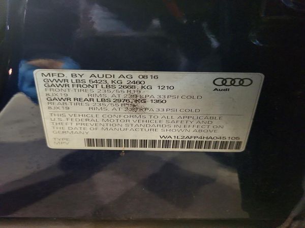 2017 AUDI Q5 quattro Premium Plus — VINS