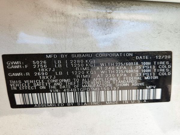 2021 SUBARU OUTBACK Touring+M/R+NAVI(HK) — VINS