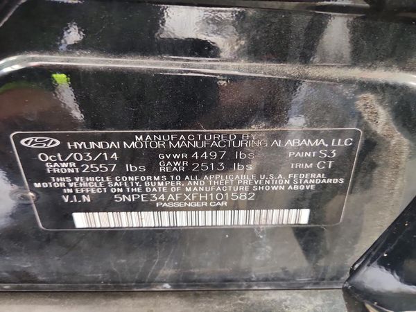 2015 HYUNDAI SONATA — VINS