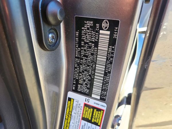 2018 TOYOTA CAMRY L/LE/SE/XLE — VINS