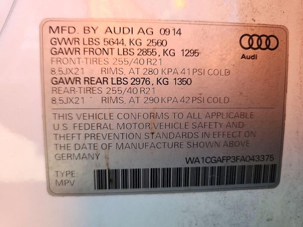 2015 AUDI SQ5 Premium Plus — VINS