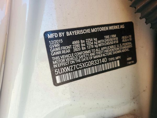2016 BMW X3 sDrive28i — VINS