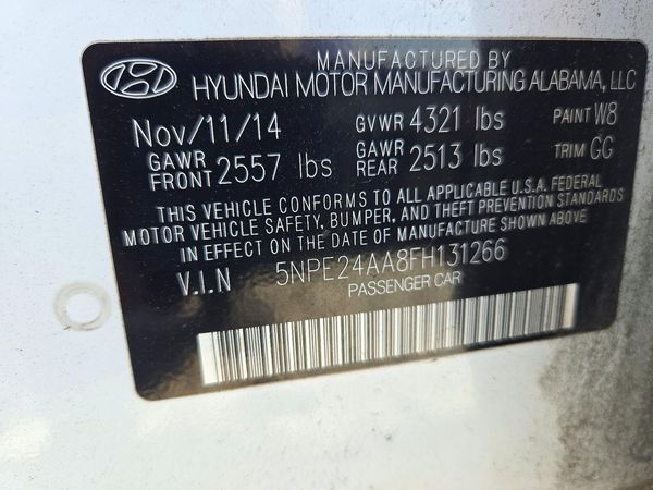 2015 HYUNDAI SONATA SE, ECO — VINS