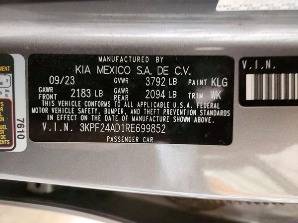 2024 KIA FORTE LX, LXS — VINS