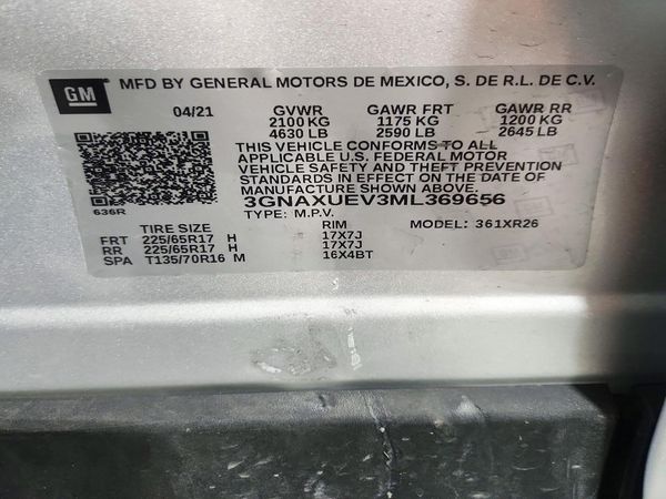 2021 CHEVROLET EQUINOX LT (1LT) — VINS