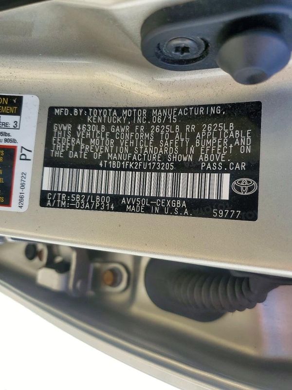 2015 TOYOTA CAMRY Hybrid — VINS