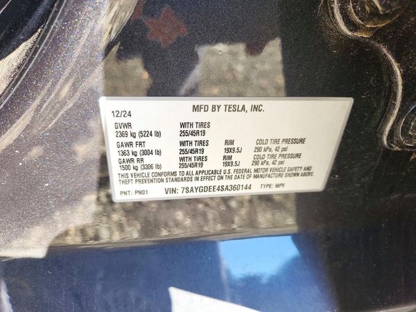 2025 TESLA MODEL Y — VINS