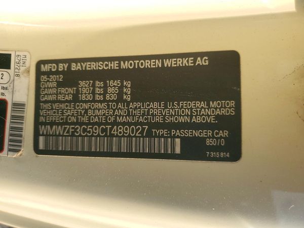 2012 MINI COOPER — VINS