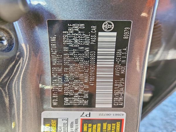 2012 TOYOTA CAMRY SOLA Hybrid — VINS