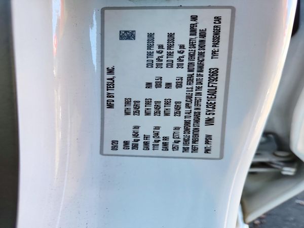 2020 TESLA MODEL 3 — VINS