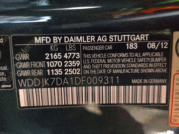 2013 MERCEDES-BENZ SL-CLASS SL550 — VINS