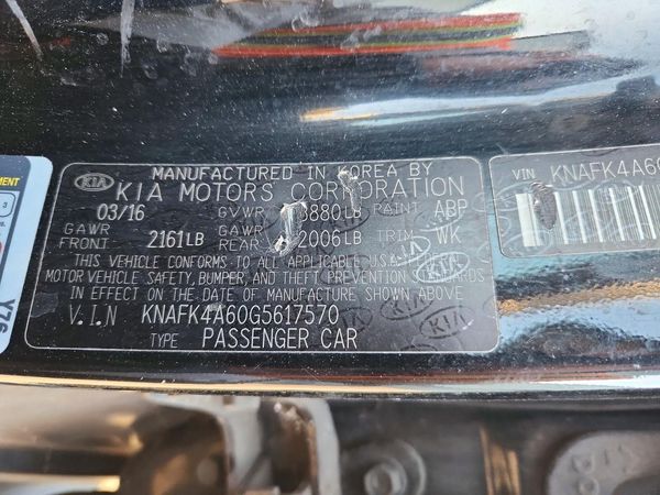 2016 KIA FORTE GL (Middle-Low Grade) — VINS