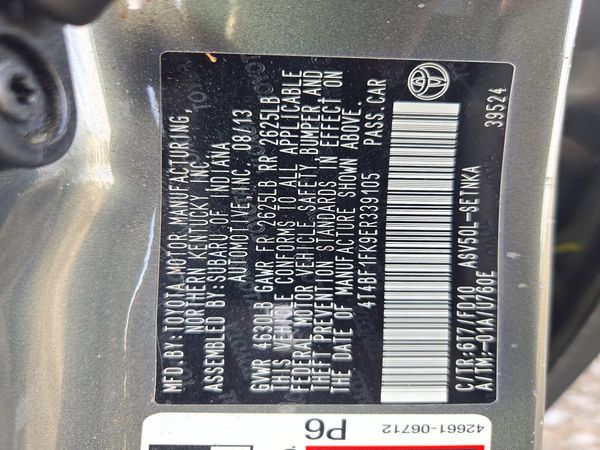 2014 TOYOTA CAMRY — VINS