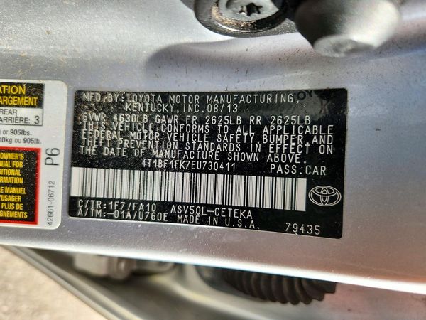 2014 TOYOTA CAMRY — VINS