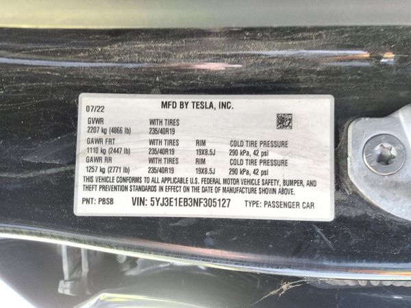 2022 TESLA MODEL 3 — VINS