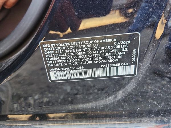 2020 VOLKSWAGEN PASSAT SE — VINS