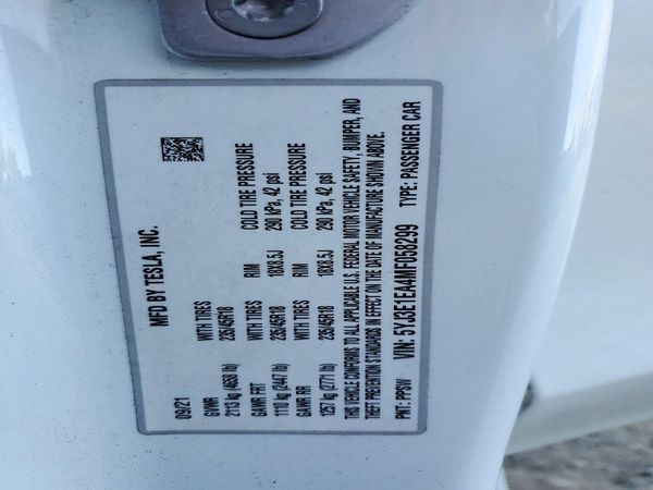 2021 TESLA MODEL 3 — VINS