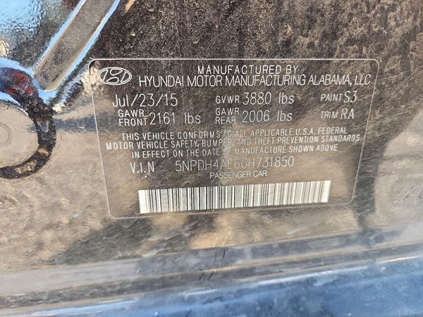 2016 HYUNDAI ELANTRA — VINS